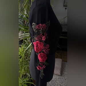 Embroidered See Through Top with Floral Design